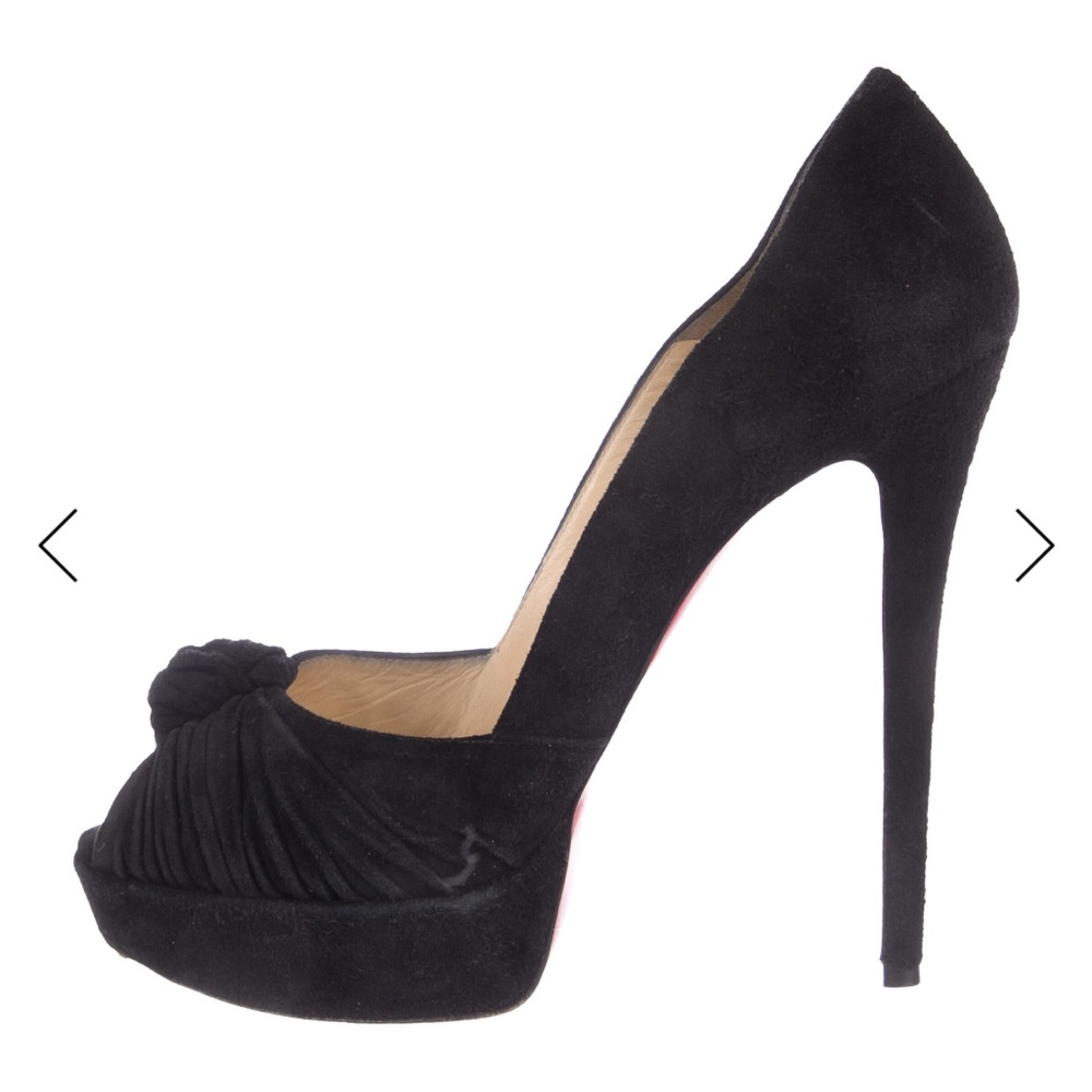 Christian Louboutin Black Suede Knotted Platform Stiletto